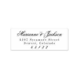 Romantic Script Wedding Return Address Stamp