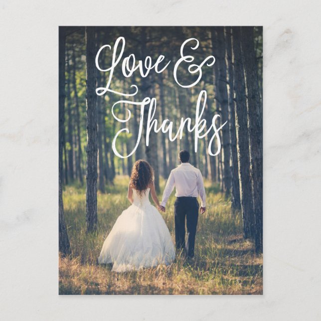 Romantic Script Wedding Thank You Postcard (Front)
