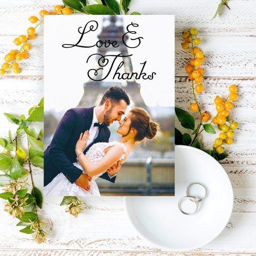 Romantic Script Wedding Thank You Postcard