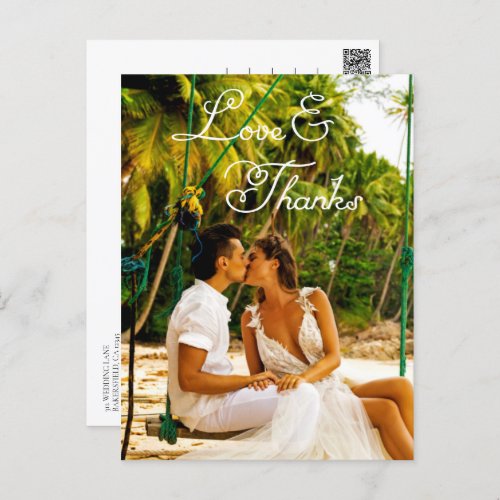 Romantic Script Wedding Thank You Postcard
