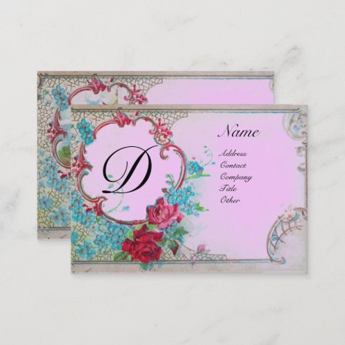 ROMANTIC SEA SCENE WITH DOVE AND ROSES MONOGRAM BUSINESS CARD