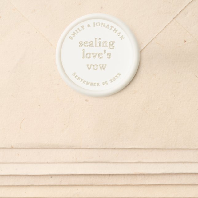 Romantic Sealing Loves Vow Names Wedding Wax Seal Sticker (Front)
