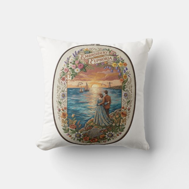 Romantic Seascape Throw Pillow (Front)