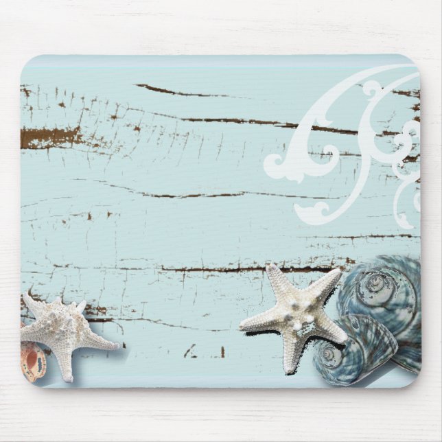 Romantic SeaShell Beach Wedding Favor Mouse Pad (Front)