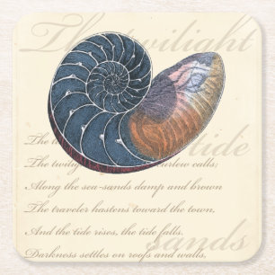 Romantic Seashell Square Paper Coaster