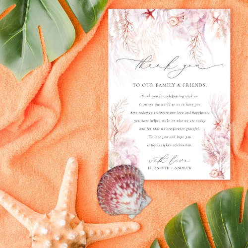 Romantic Seashells Corals Underwater Life Wedding Thank You Card