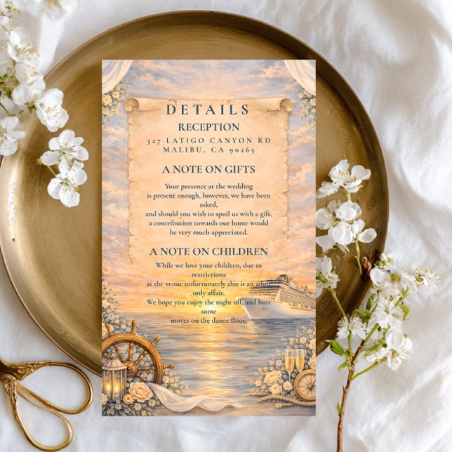 Romantic Seaside Cruise Wedding Enclosure Card (Creator Uploaded)