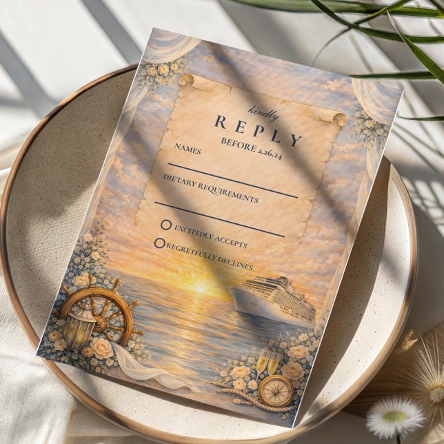 Romantic Seaside Cruise Wedding RSVP Card (Creator Uploaded)
