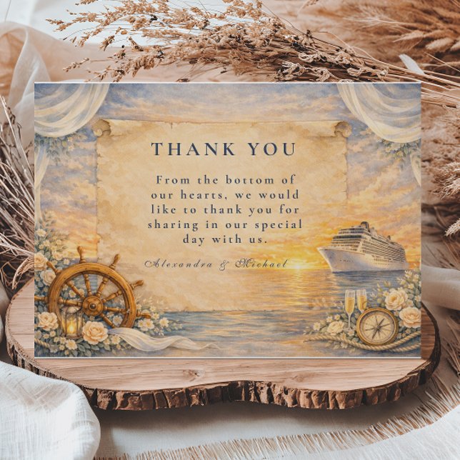 Romantic Seaside Cruise Wedding Thank You Card (Creator Uploaded)
