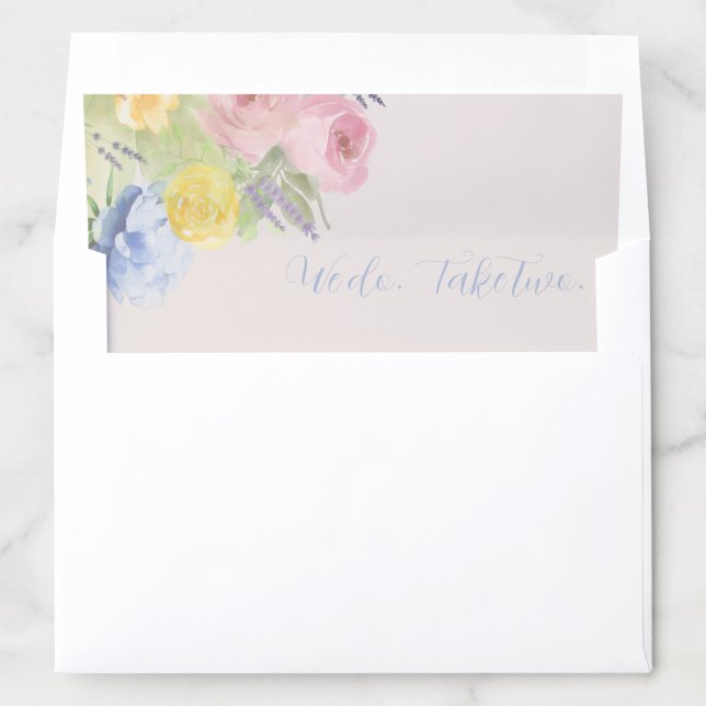 Romantic Second wedding or renewal envelope liner (In Envelope)