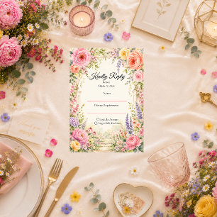 Romantic Secret Garden Bloom Wedding RSVP Card