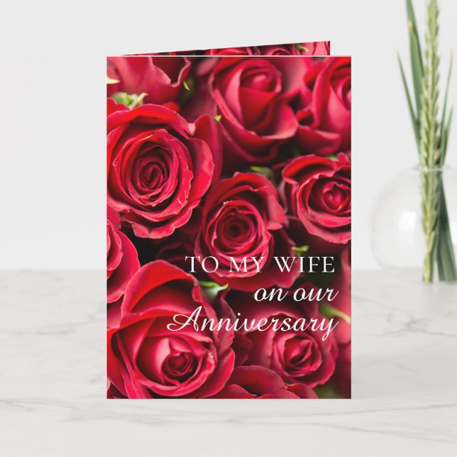 Romantic Sentimental Rose Wife Anniversary Card (Front)