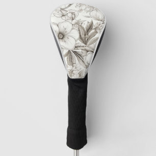 Romantic Sepia Floral Ivory Vintage Blossom Golf Head Cover