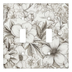 Romantic Sepia Floral Ivory Vintage Blossom Light Switch Cover