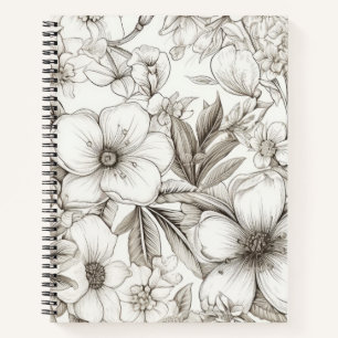 Romantic Sepia Floral Ivory Vintage Blossom Notebook