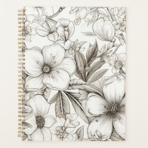Romantic Sepia Floral Ivory Vintage Blossom Planner