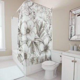 Romantic Sepia Floral Ivory Vintage Blossom Shower Curtain