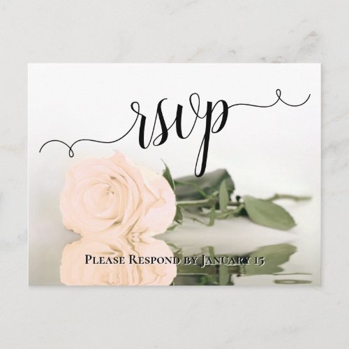 Romantic Sepia Peach Reflecting Rose Wedding RSVP Postcard