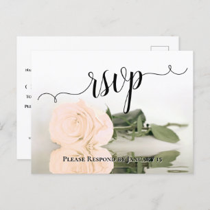 Romantic Sepia Peach Reflecting Rose Wedding RSVP Postcard