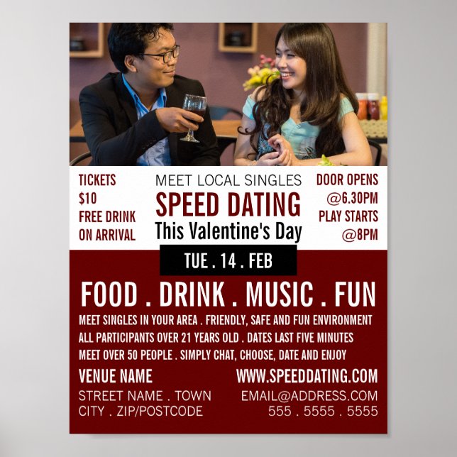 Romantic Setting, Speed Dating Event Advertising Poster (Front)