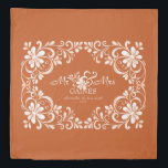 Romantic Shabby Chic Burnt Orange Mr & Mrs Floral Duvet Cover<br><div class="desc">The "Mr & Mrs" duvet cover design features a beautiful watercolor artwork of a white floral frame on a warm, earthy orange background. The couple's last name and special date can be easily customized. This personalized duvet cover serves as a practical protective layer for bedding and a sentimental home decor...</div>
