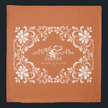 Romantic Shabby Chic Burnt Orange Mr & Mrs Floral Duvet Cover<br><div class="desc">The "Mr & Mrs" duvet cover design features a beautiful watercolor artwork of a white floral frame on a warm, earthy orange background. The couple's last name and special date can be easily customized. This personalized duvet cover serves as a practical protective layer for bedding and a sentimental home decor...</div>