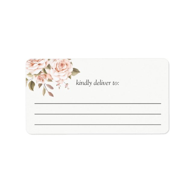 Romantic Shabby Chic Coral Roses Large Write-On Label (Front)