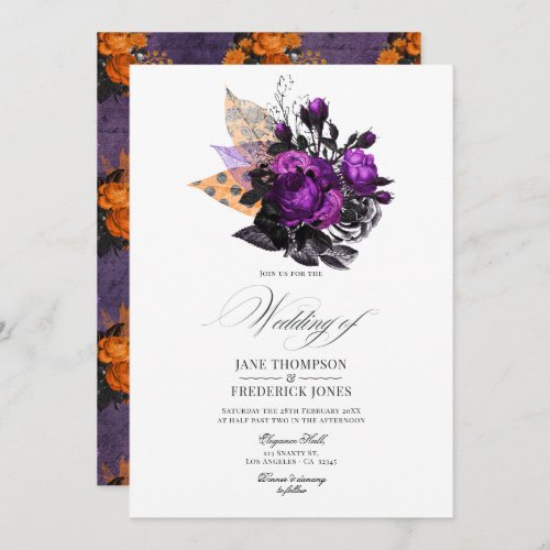 Romantic Shabby_Chic Gothic Floral Wedding Invitation