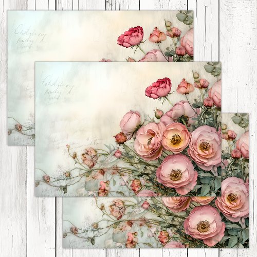 ROMANTIC SHABBY ROSES DECOUPAGE TISSUE PAPER