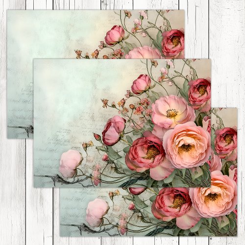 ROMANTIC SHABBY ROSES DECOUPAGE TISSUE PAPER