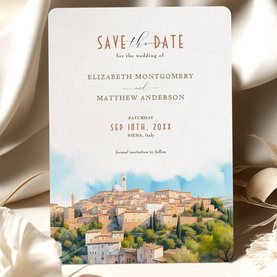 Romantic Siena, Italy Save-the-Date Invitation