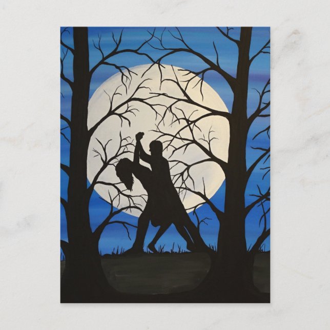 Romantic silhouette dancers postcard (Front)