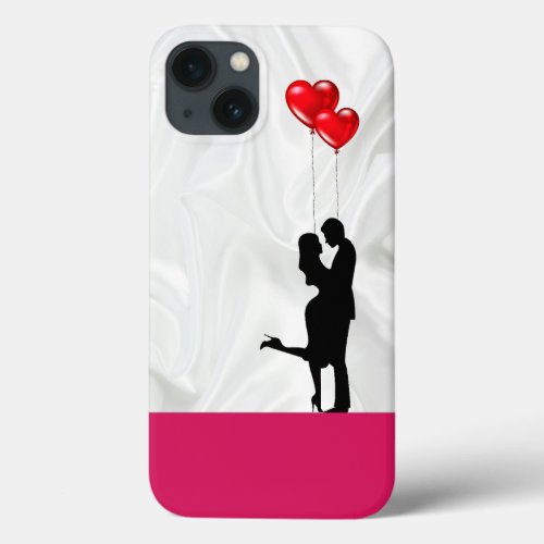 Romantic silhouette loving couple Valentines    iPhone 13 Case