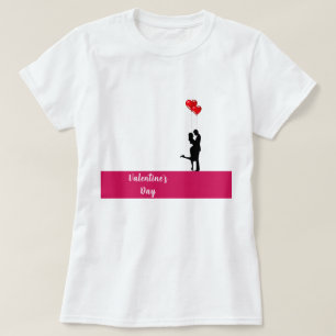 Romantic silhouette loving couple. Valentines Day T-Shirt