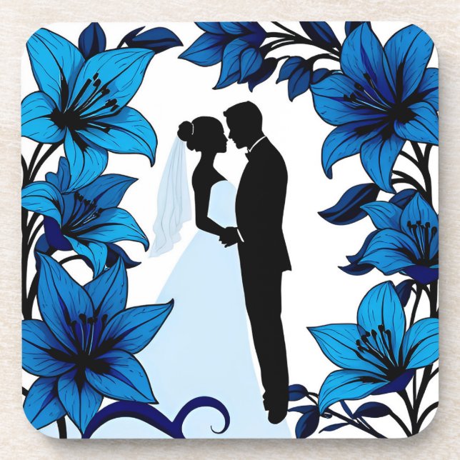 Romantic Silhouette of a Couple Beverage Coaster (Front)