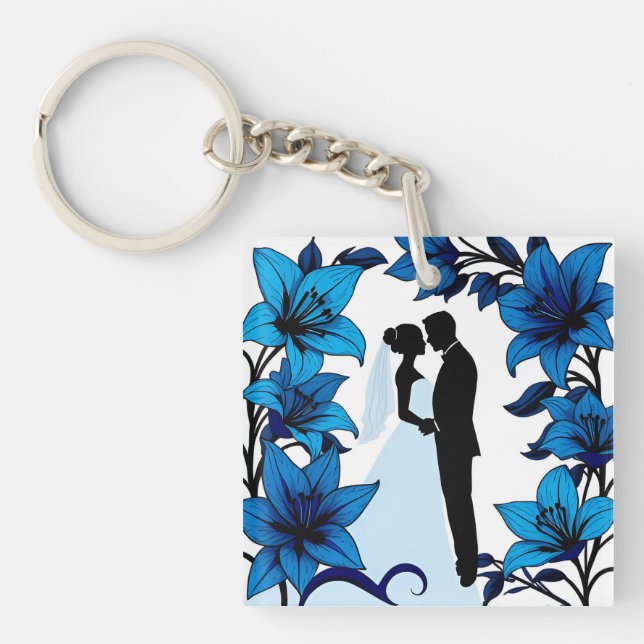 Romantic Silhouette of a Couple Keychain (Front)
