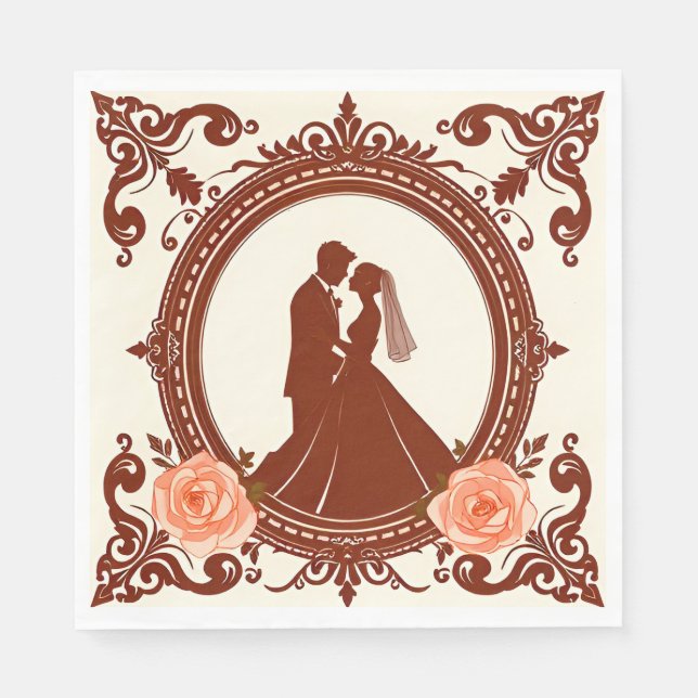 Romantic Silhouette of a Couple Napkins (Front)