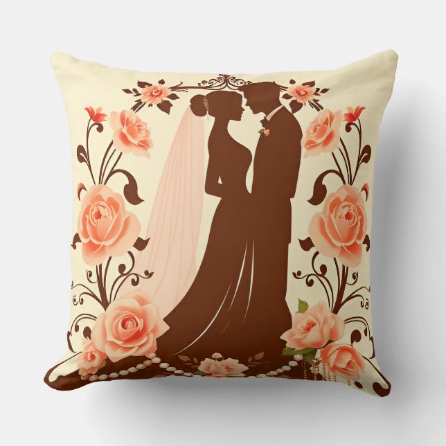 Romantic Silhouette of a Couple Throw Pillow (Front)
