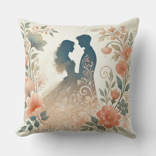 Romantic Silhouette of a Couple Throw Pillow (Front)
