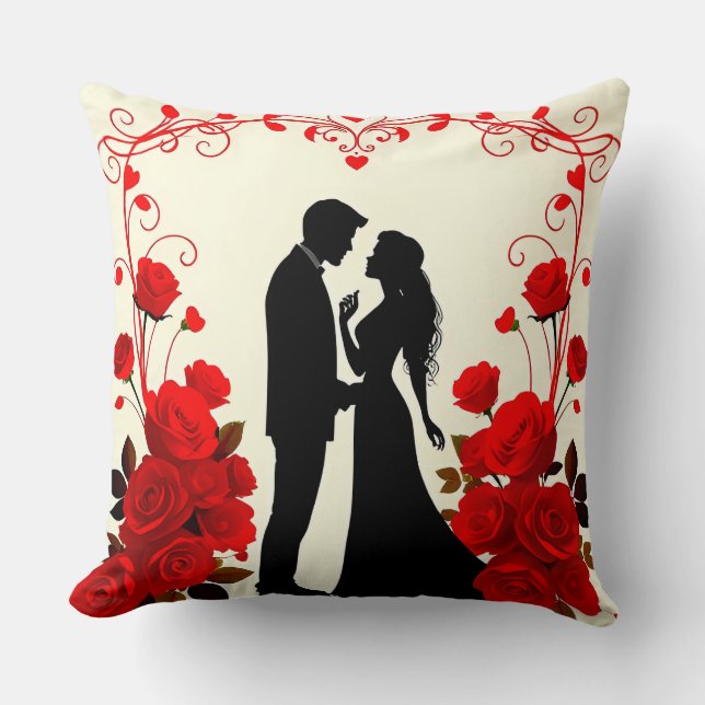 Romantic Silhouette of a Couple Throw Pillow (Front)