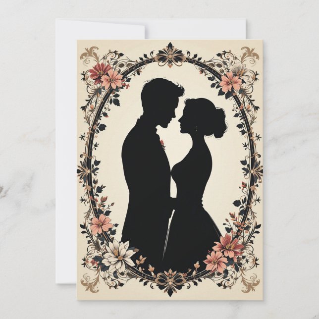 Romantic Silhouette of Couple  Invitation (Front)