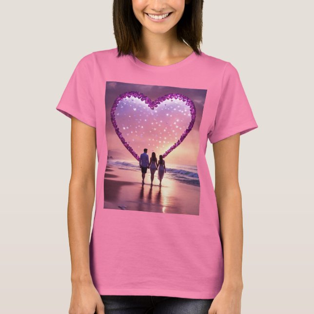Romantic Silhouette Under a Fiery Heart T-Shirt (Front)