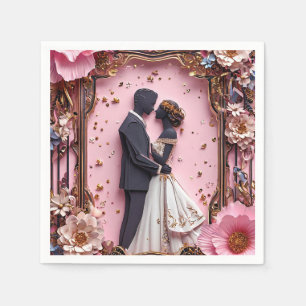 Romantic Silhouette Wedding Scene For Reception Napkins