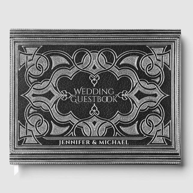Romantic Silver Antique Look Guest Book (Front)