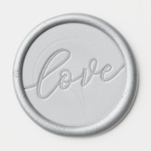 Romantic Silver Cursive Wax Seal Sticker