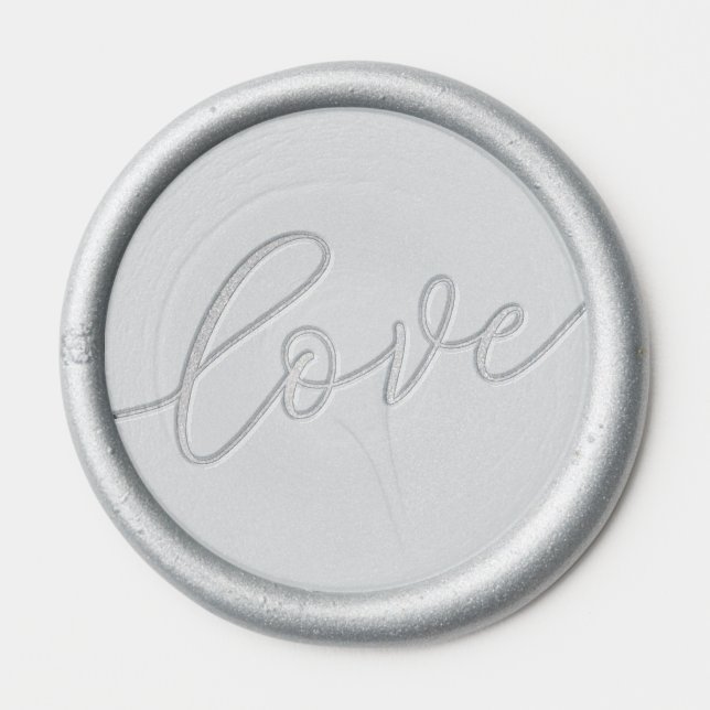 Romantic Silver Cursive Wax Seal Sticker (Front)