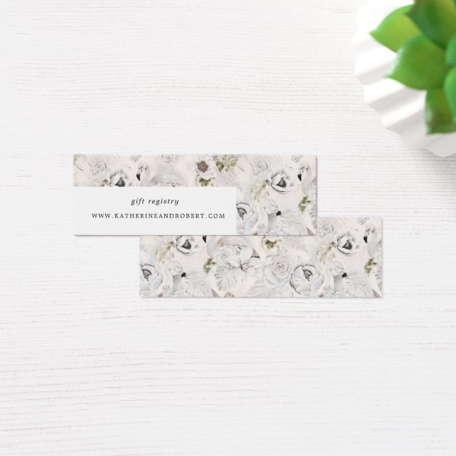 romantic silver floral Wedding card (Desk)