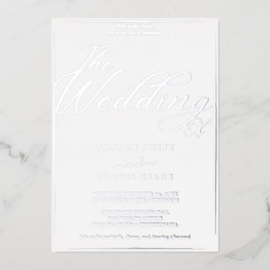 Romantic Silver Foil Calligraphy Frame Wedding  Invitation