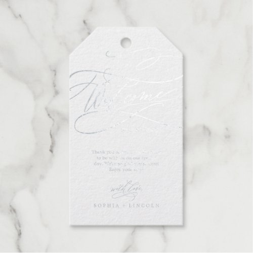 Romantic Silver Foil Calligraphy Wedding Welcome Foil Gift Tags