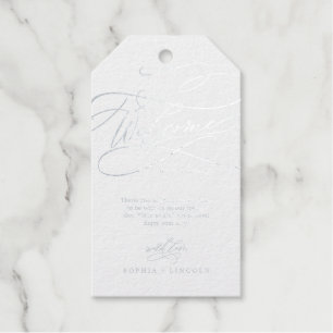 Romantic Silver Foil Calligraphy Wedding Welcome Gift Tags